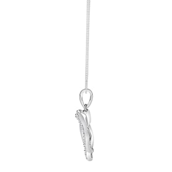 Sterling Silver Lab Created White Sapphire Entwined Heart Pendant with
18" Italian Box Chain