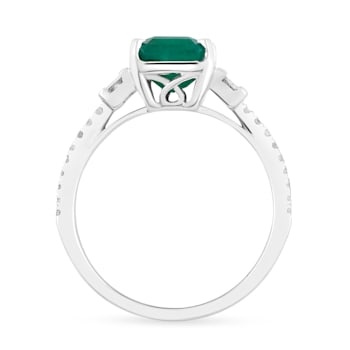 14K White Gold with 2.10 ctw Emerald and Diamond Ring