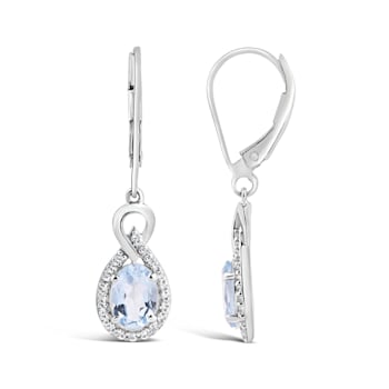 Sterling Silver Treasure Oval Aquamarine Dangle Earrings