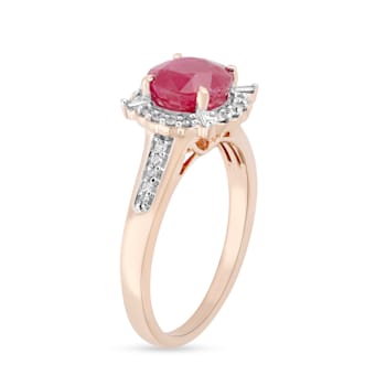 14K Pink Gold with 2.07ctw African Ruby and Diamond Ring