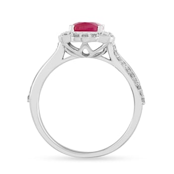 14K White Gold with 1.35 ctw African Ruby and Diamond Ring