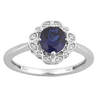 Sterling Silver Shimmering Blue & White Sapphire ring