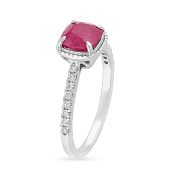 14K White Gold with 1.60 ctw African Ruby and Diamond Ring