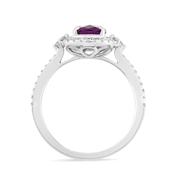 14K White Gold with 1.45 ctw African Amethyst and Diamond Ring