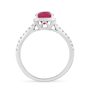 14K White Gold with 1.60 ctw African Ruby and Diamond Ring