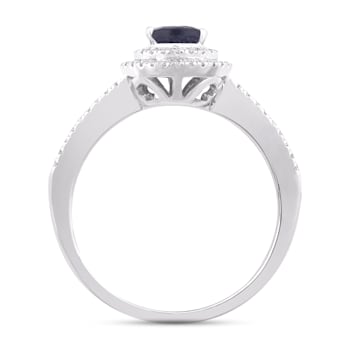 14K White Gold, 0.64ctw Pear Blue Sapphire & 0.23ctw Diamond Split
Shank Ring