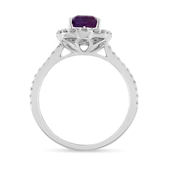 14K white Gold with 1.45ctw African Amethyst and Diamond Ring