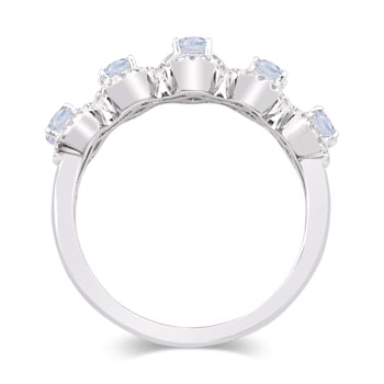 14K White Gold 1.04ctw Aquamarine & Diamond Ring