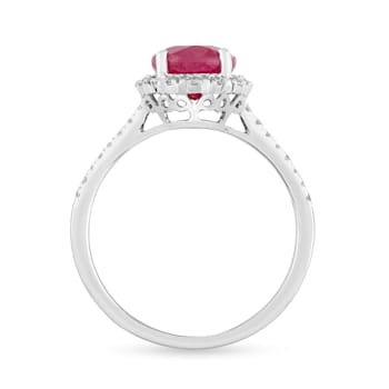 14K White Gold with 2.00 ctw African Ruby and Diamond Ring