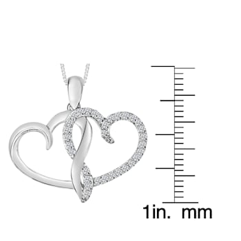 Sterling Silver Lab Created White Sapphire Entwined Heart Pendant with
18" Italian Box Chain