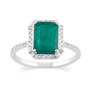 14K White Gold with 2.20 ctw Emerald and Diamond Ring