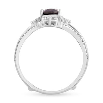 925 Sterling Silver ,Created Blue Sapphire and Created White Sapphire
Gemstone Bridal Ring-Set