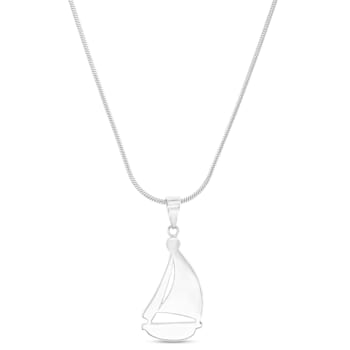 Larimar Sailboat Rhodium Over Sterling Silver Adjustable Necklace