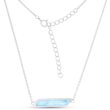 Larimar Rhodium Over Sterling Silver Bar Necklace