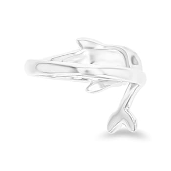 Larimar Rhodium Over Sterling Silver Dolphin Ring