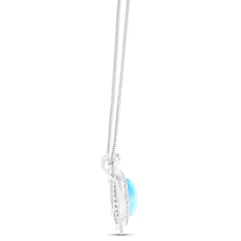 Larimar and Cubic Zirconia Turtle Rhodium Over Sterling Silver
Adjustable Necklace