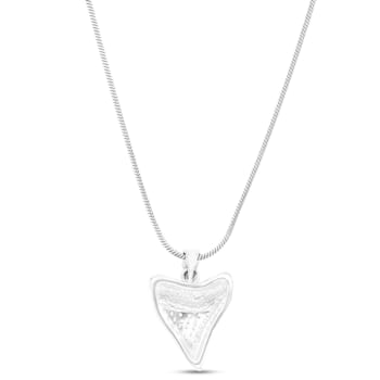 Larimar Horn Rhodium Over Sterling Silver Adjustable Necklace