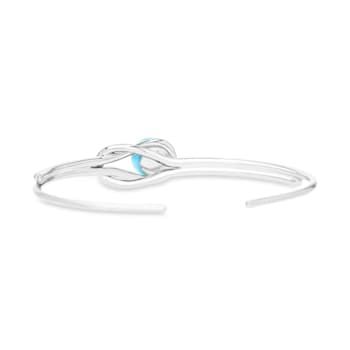 Larimar Rhodium Over Sterling Silver Knot Bangle Bracelet