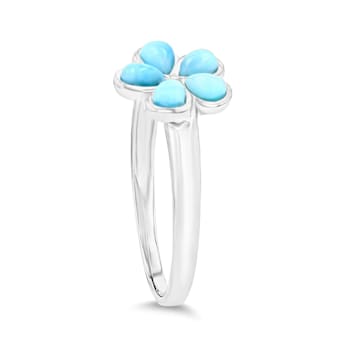 Larimar Rhodium Over Sterling Silver Clover Ring