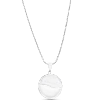 Larimar and Cubic Zirconia Landscape Rhodium Over Sterling Silver
Adjustable Necklace