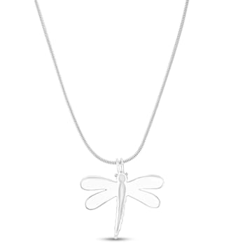 Larimar Dragonfly Rhodium Over Sterling Silver Adjustable Necklace