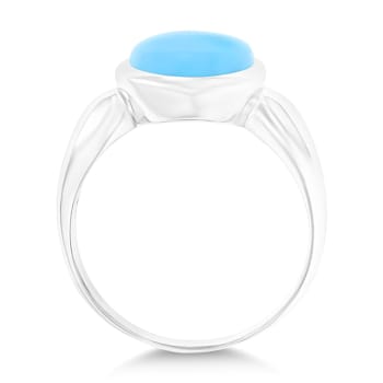 8.2mm Round Larimar Bezel Fashion Ring
