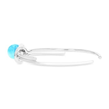 Larimar Rhodium Over Sterling Silver Knot Bangle Bracelet