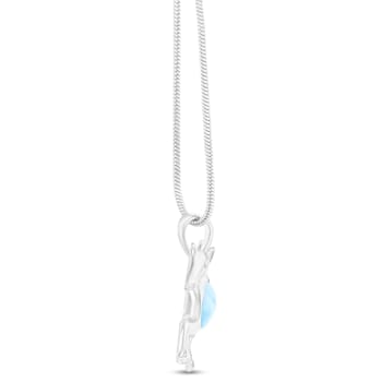 Larimar Horse Rhodium Over Sterling Silver Adjustable Necklace
