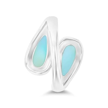 Larimar Bypass Rhodium Over Sterling Silver Ring