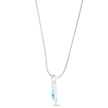 Larimar Horn Rhodium Over Sterling Silver Adjustable Necklace