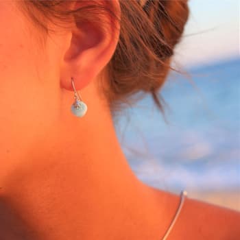 Cushion Larimar Rhodium Over Sterling Silver Leverback Earring