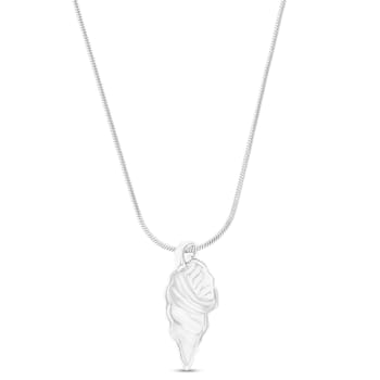 Larimar Shell Rhodium Over Sterling Silver Adjustable Necklace