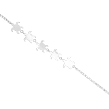 Larimar Rhodium Over Sterling Silver Turtle Bracelet