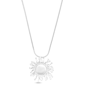Larimar Sun Rhodium Over Sterling Silver with Rose Gold Adjustable Necklace