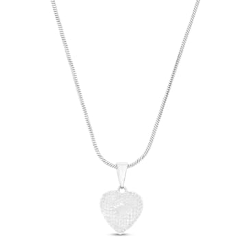 Larimar Bezel Heart Rhodium Over Sterling Silver Adjustable Necklace