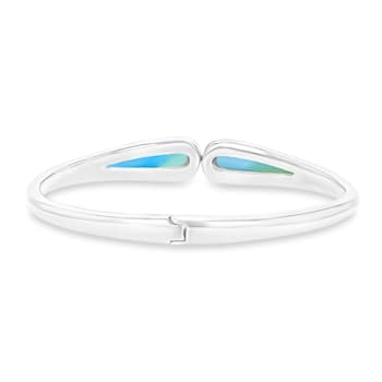 Graduated Larimar Rhodium Over Sterling Silver Bangle Bracelet