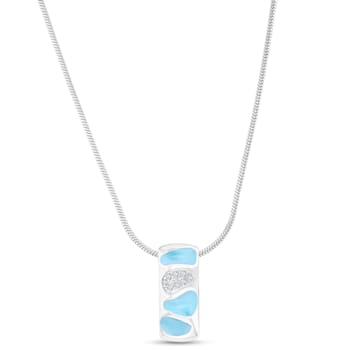 Larimar and Cubic Zirconia Mosaic Rhodium Over Sterling Silver
Adjustable Necklace