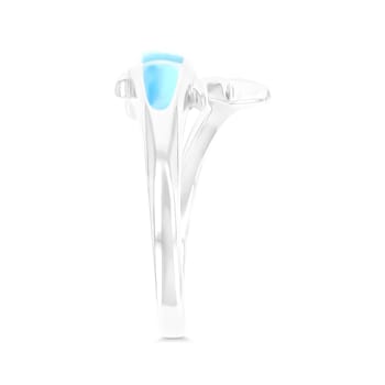 Larimar Rhodium Over Sterling Silver Dolphin Ring