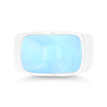 Larimar Front Rhodium Over Sterling Silver Band