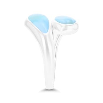 Larimar Bypass Rhodium Over Sterling Silver Ring