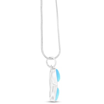 Larimar Sunglasses Rhodium Over Sterling Silver Adjustable Necklace