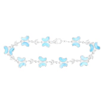 Larimar Rhodium Over Sterling Silver Butterfly Bracelet
