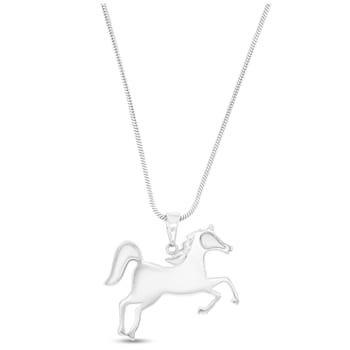 Larimar Horse Rhodium Over Sterling Silver Adjustable Necklace