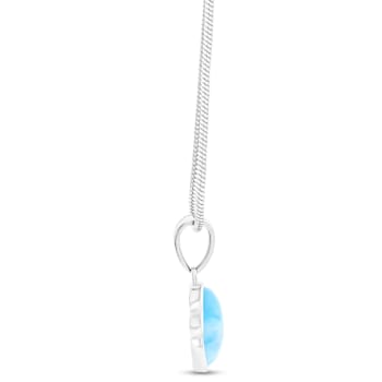 Larimar Heart Rhodium Over Sterling Silver Adjustable Necklace