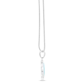 Larimar Elephant Rhodium Over Sterling Silver Adjustable Necklace