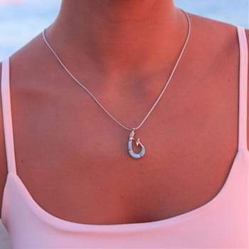 Larimar Hook Rhodium Over Sterling Silver Adjustable Necklace