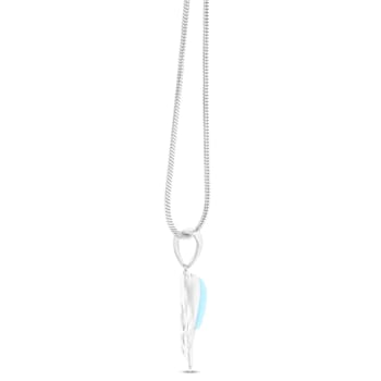 Larimar and Cubic Zirconia Mama/Baby Dolphin Rhodium Over Sterling
Silver Adjustable Necklace