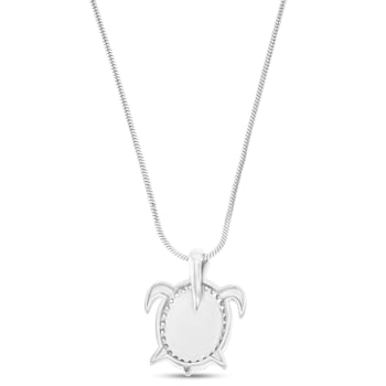 Larimar and Cubic Zirconia Turtle Rhodium Over Sterling Silver
Adjustable Necklace