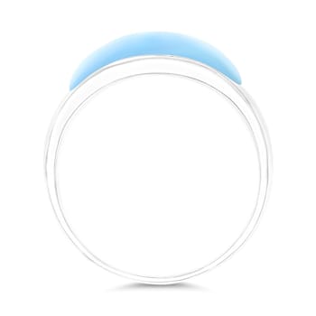 Larimar Front Rhodium Over Sterling Silver Band