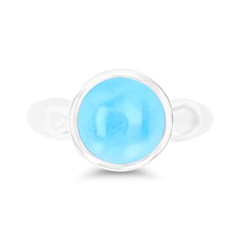 8.2mm Round Larimar Bezel Fashion Ring